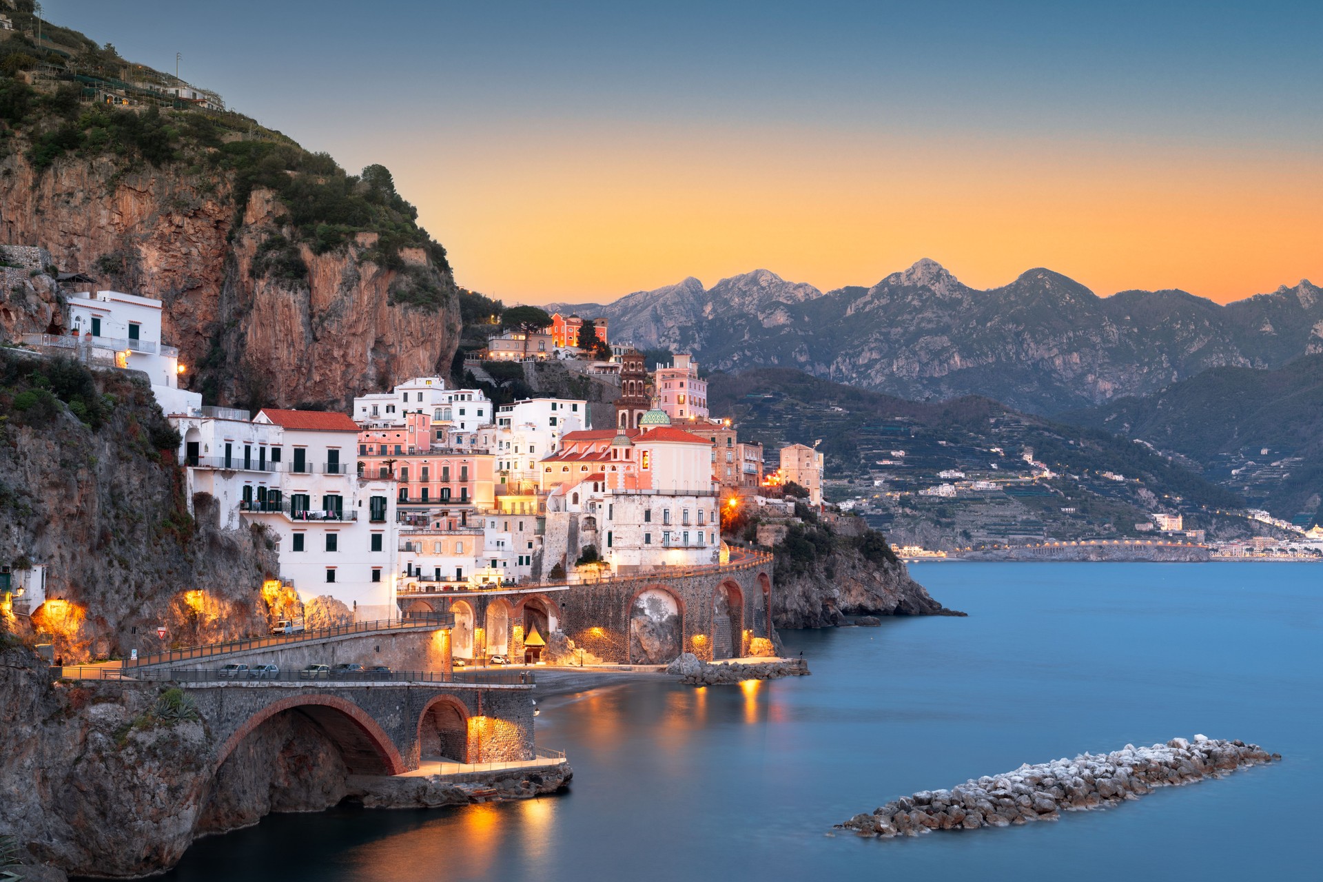 Scenic road trip through Europe, featuring breathtaking views of Atrani, Italy along the Amalfi Coast.